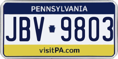 PA license plate JBV9803
