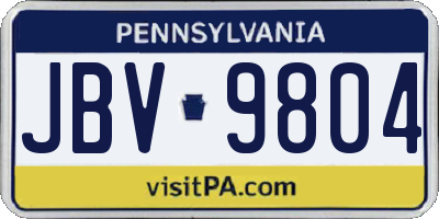 PA license plate JBV9804