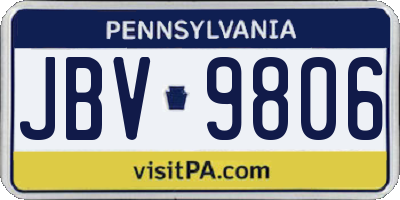 PA license plate JBV9806