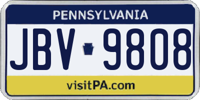 PA license plate JBV9808