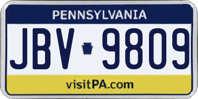 PA license plate JBV9809