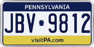 PA license plate JBV9812