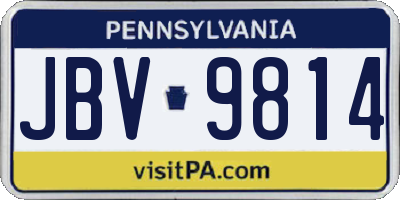 PA license plate JBV9814