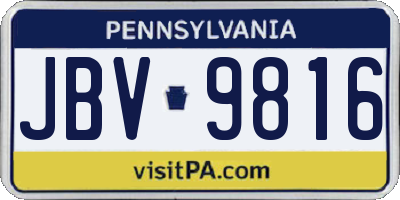 PA license plate JBV9816