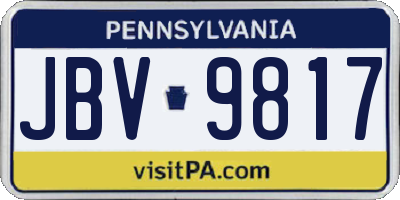 PA license plate JBV9817