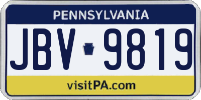 PA license plate JBV9819