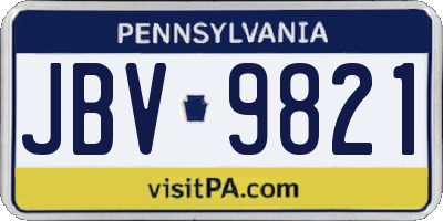 PA license plate JBV9821