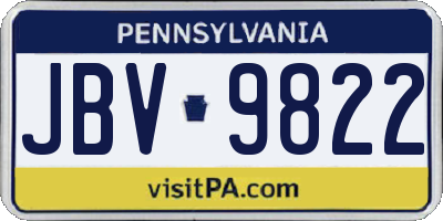 PA license plate JBV9822