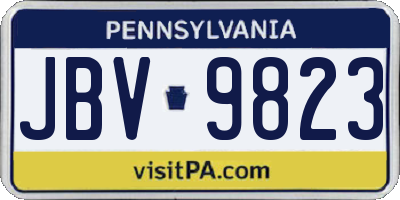 PA license plate JBV9823