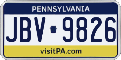 PA license plate JBV9826