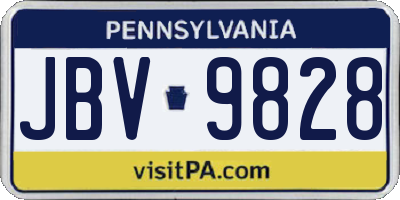 PA license plate JBV9828