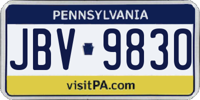 PA license plate JBV9830