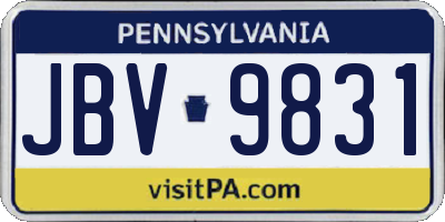 PA license plate JBV9831