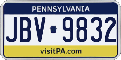 PA license plate JBV9832