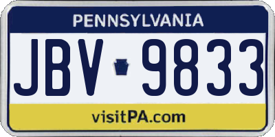 PA license plate JBV9833