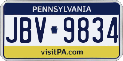 PA license plate JBV9834