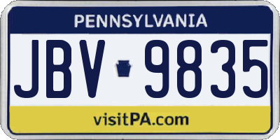PA license plate JBV9835