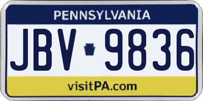 PA license plate JBV9836