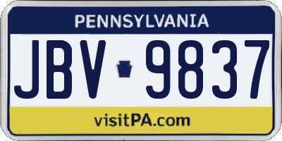 PA license plate JBV9837