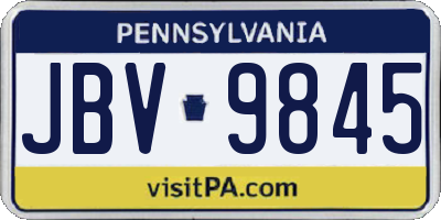 PA license plate JBV9845