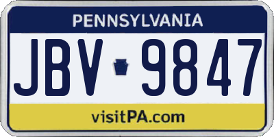 PA license plate JBV9847