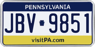 PA license plate JBV9851