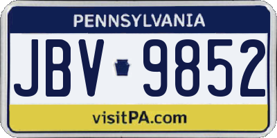 PA license plate JBV9852