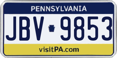 PA license plate JBV9853