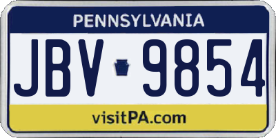 PA license plate JBV9854