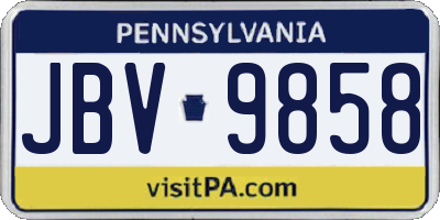 PA license plate JBV9858