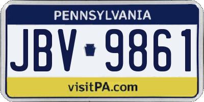 PA license plate JBV9861