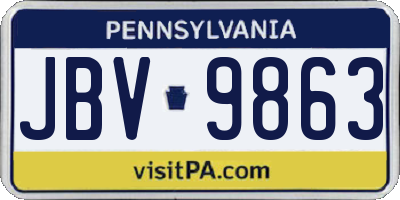 PA license plate JBV9863