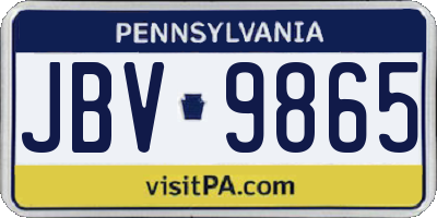 PA license plate JBV9865