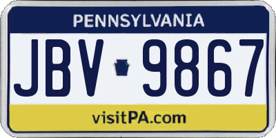 PA license plate JBV9867