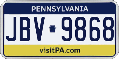 PA license plate JBV9868