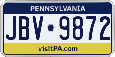 PA license plate JBV9872