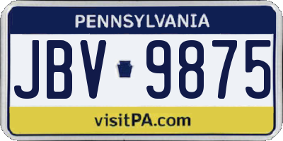 PA license plate JBV9875