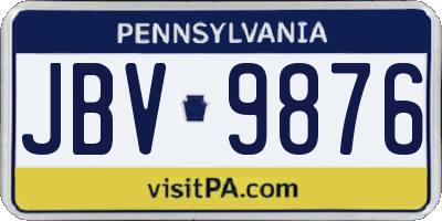 PA license plate JBV9876
