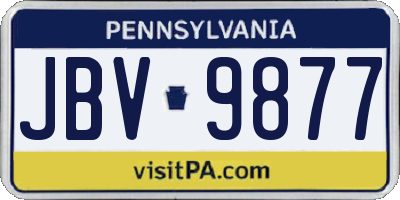 PA license plate JBV9877