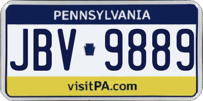 PA license plate JBV9889