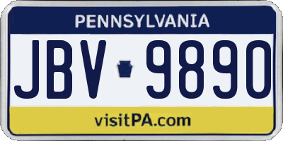 PA license plate JBV9890