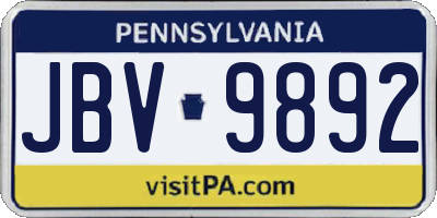 PA license plate JBV9892