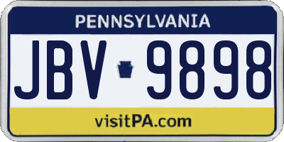 PA license plate JBV9898