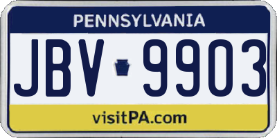 PA license plate JBV9903