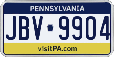 PA license plate JBV9904