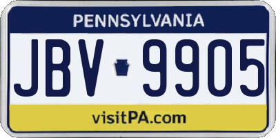 PA license plate JBV9905