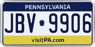 PA license plate JBV9906