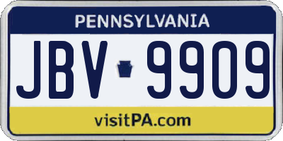 PA license plate JBV9909