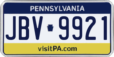 PA license plate JBV9921