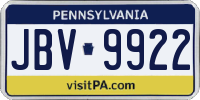 PA license plate JBV9922